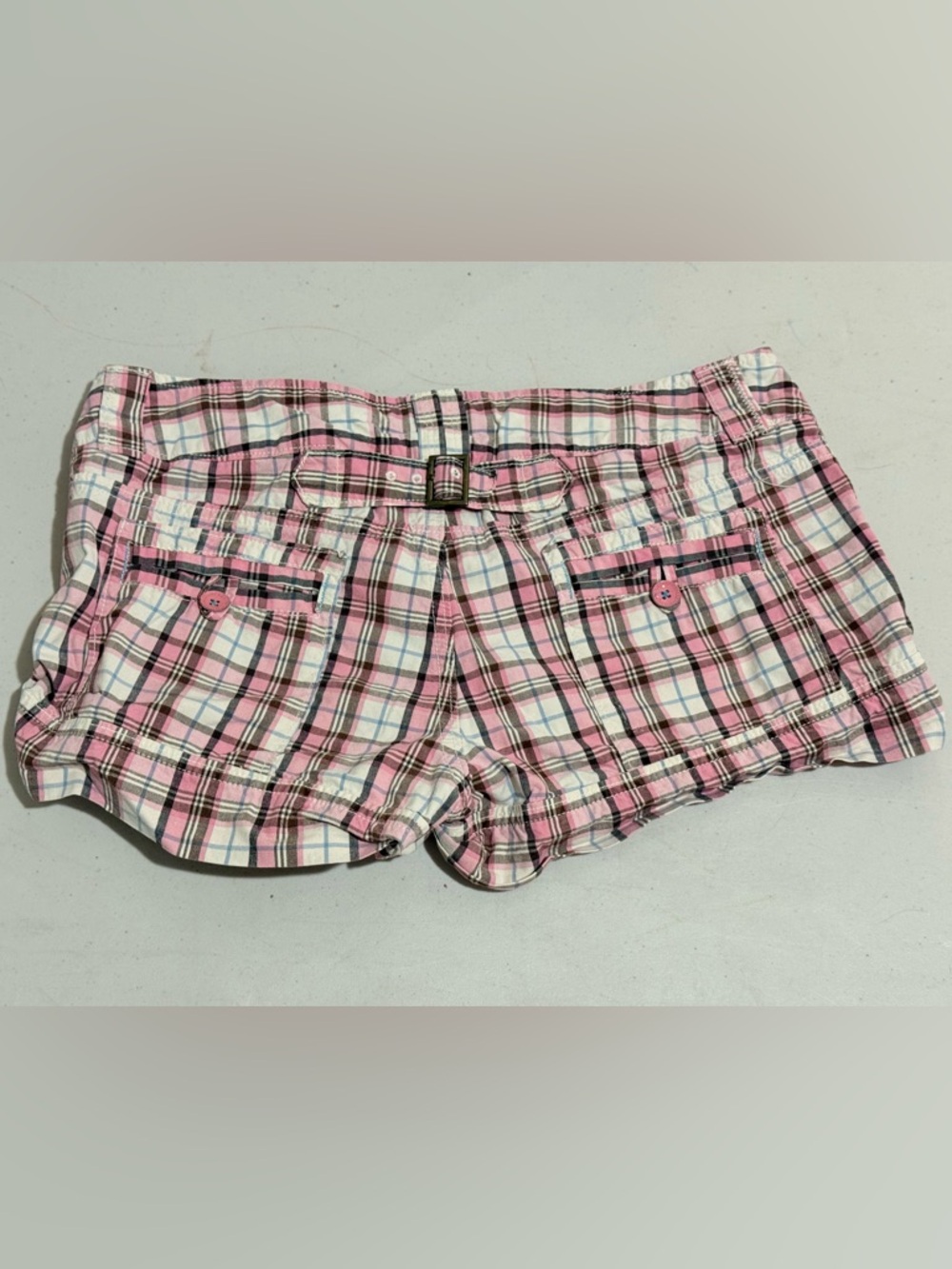 American Eagle Outfitters Pink Plaid Cotton Shorts - Picture 2 of 7
